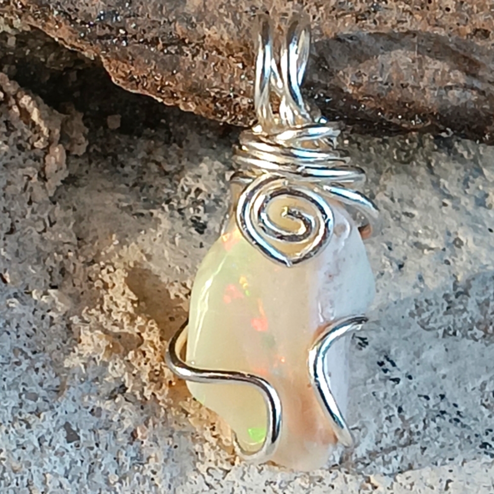 Australian Opal Pendant Lightning Ridge Double Sided Sterling Silver - Picture 9 of 16
